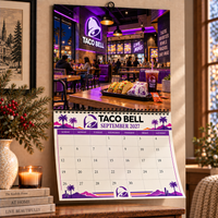 Purple Neon Taco Christmas 2027 Wall Calendar
