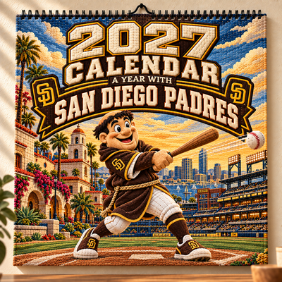 San Diego Baseball Fan 2027 Wall Calendar